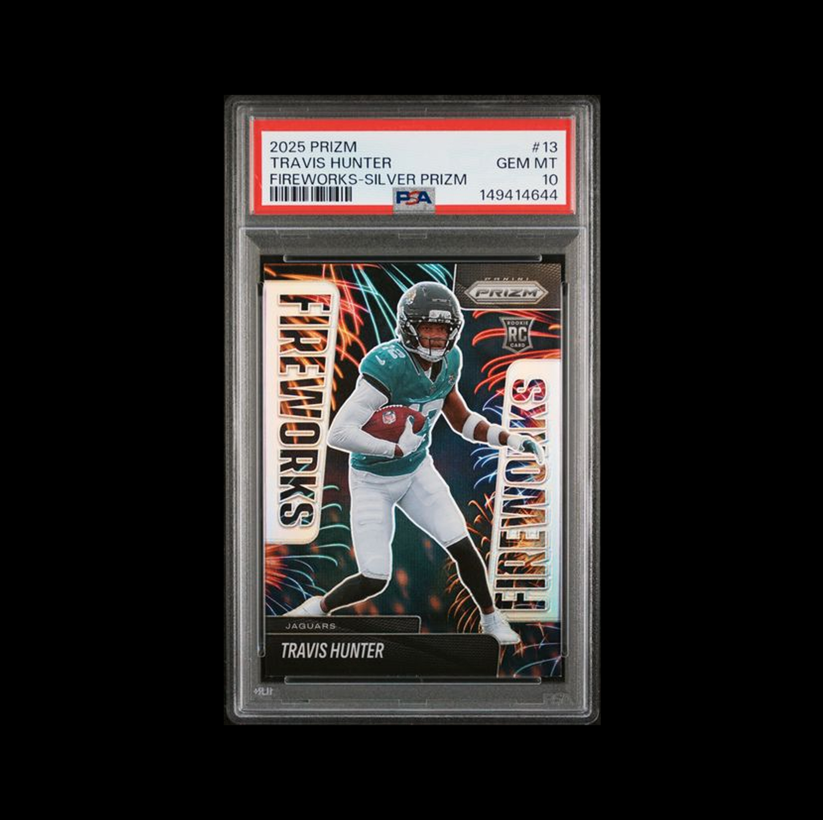 2025 PANINI PRIZM FIREWORKS #13 TRAVIS HUNTER FIREWORKS-SILVER PRIZM