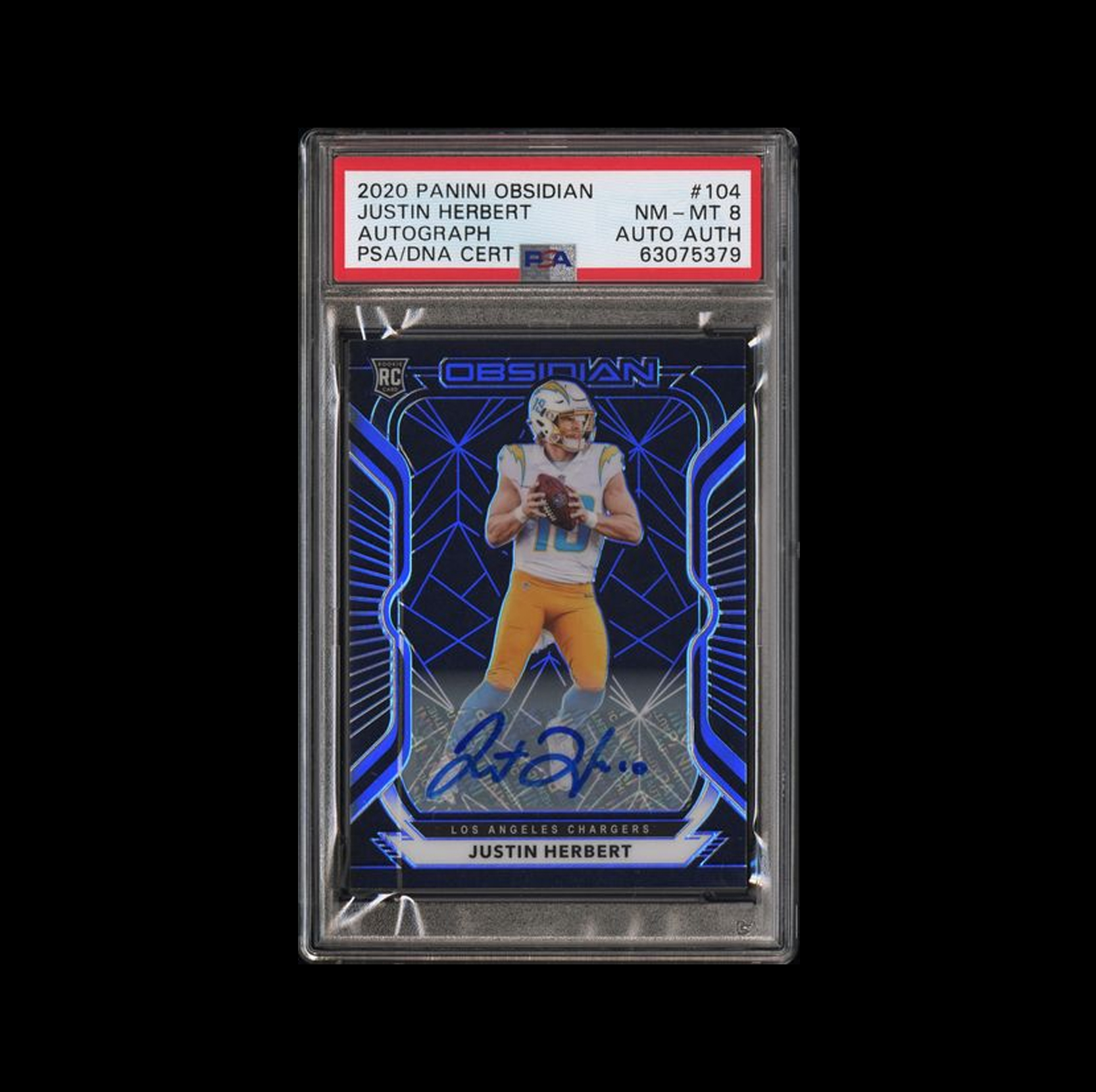 2020 PANINI OBSIDIAN #104 JUSTIN HERBERT AUTOGRAPH